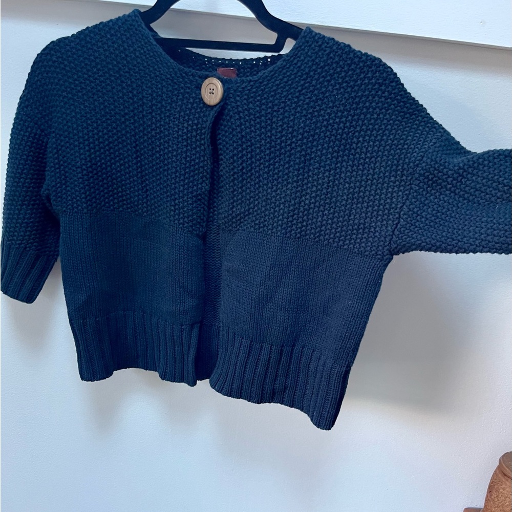 Tea Collection girls Navy Blue Knit Cardigan with Button